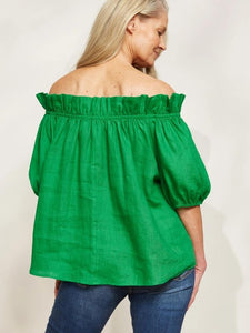 Eb + Ive Halcyon Ruched Top Emerald