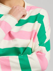 EST 1971 Raw Long Sleeve Sweatshirt Pink & Green Stripe