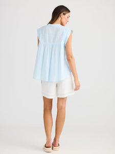 Holiday Clementine Top Ice Blue