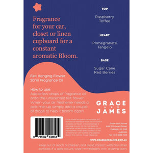 Grace and James Bloom Collection Raspberry & Pomegranate Felt Air Freshener