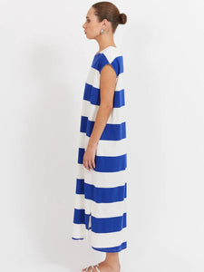 Haven Jardin Stripe Tshirt Dress Azul