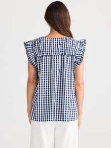 Brave and True Paz Top Navy Gingham