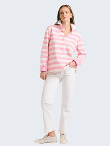 EST 1971 Rugby Cotton Sweatshirt Pink Stripe