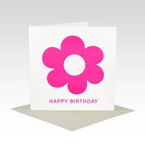 Rhi Creative Fluro Pink Birthday Flower Card